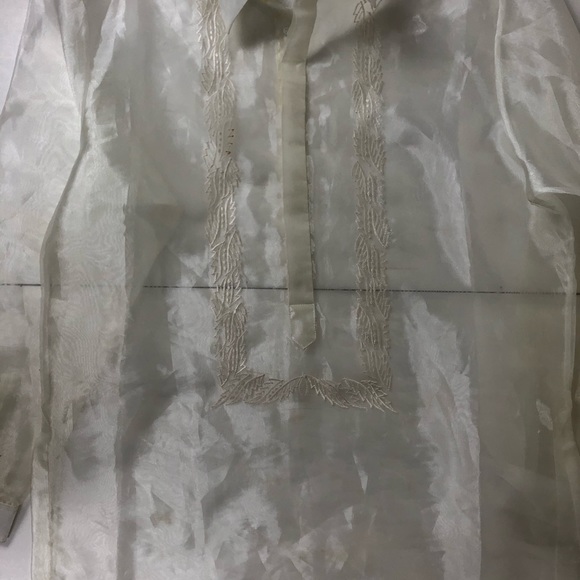 Barong Tagalog Size Large Long Sleeve Half Button - Picture 4 of 7